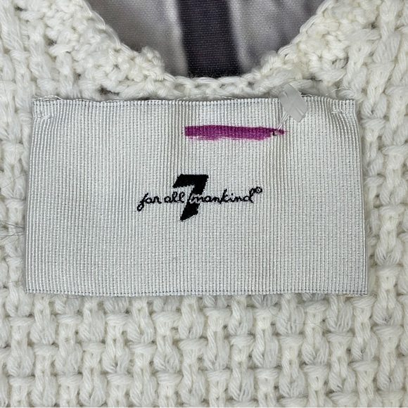 7 FOR ALL MANKIND boho knit crochet peplum top in gardenia, size S - Picture 2 of 11